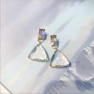 New geometry clear crystal drop earrings